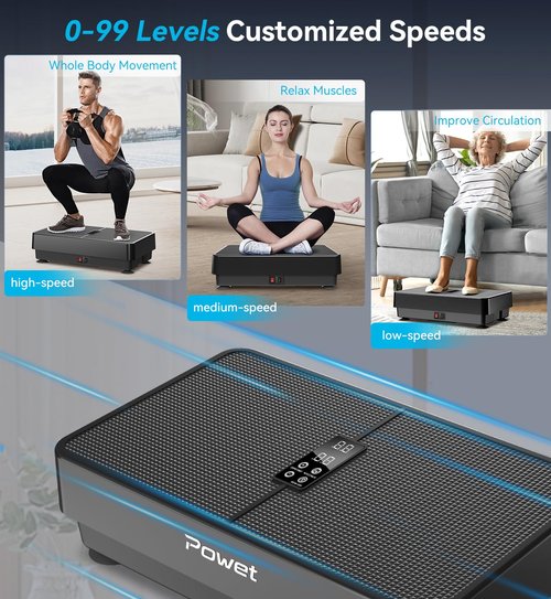 Vibration Plate Exercise Machine, Whole Body Vibrating Plate for Lymphatic Drainage, 400 lbs Weight Capacity Platform with 99 Speeds and 5 Modes Switching Exercise Machines (Black)
