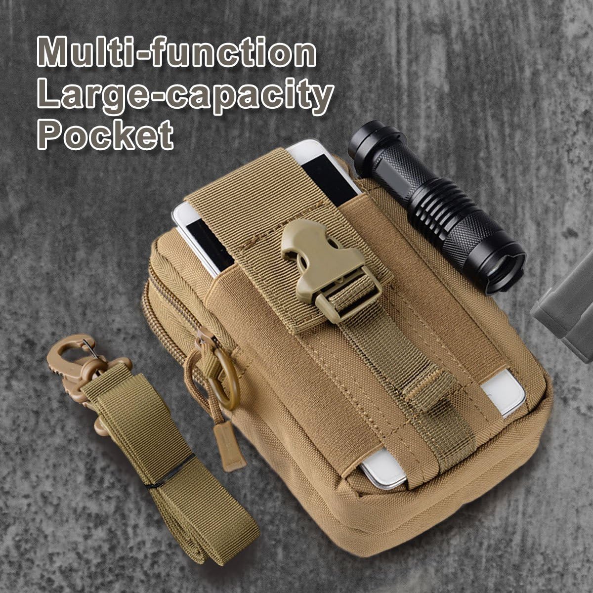 ofone Small Tactical Molle Pouch, Military Waist Pouch EDC with Smartphone Holster Holder Utility Gadget Belt Bag for Outdoor