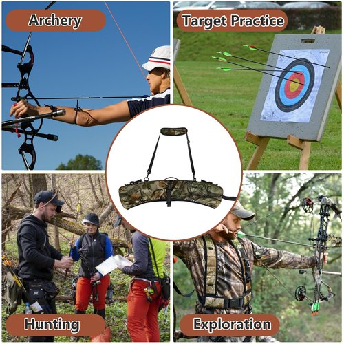 Compound Bow Sling, Quick Release Archery Bow Sling, 2 Carrying Modes Switchable, Adjustable Length & Shoulder Strap, Hunting and Target Practice Accessories, Camouflage Fabric