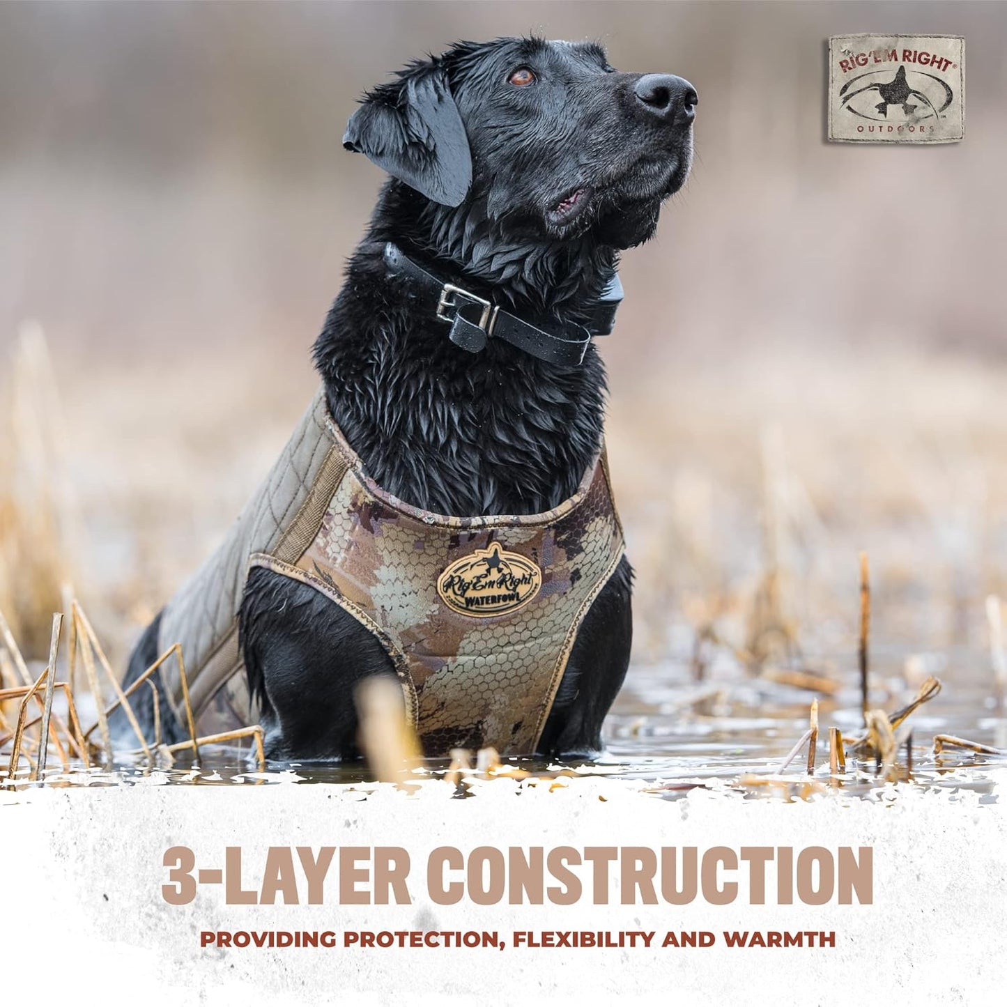 Rig'Em Right Waterfowl Bloodline Elite Dog Vest for Duck Hunting with Ultra Comfortable 3mm Neoprene 3-Layer Construction, Flotation Foam, Heavy-Duty Canvas, and More (Optifade Marsh, L)