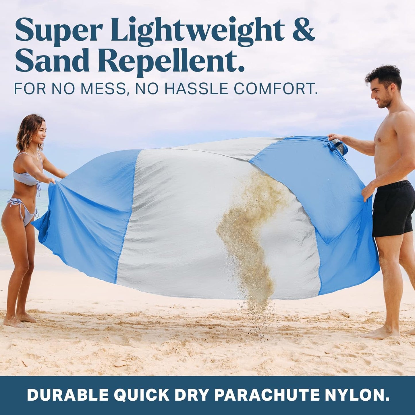 Seaview 180° Beach Blanket Waterproof Sandproof, Extra Large 6"x7" Sand Free Beach Mat for 1-6 Adults, Oversized Outdoor Blanket with 4 Sand Pockets, Portable Lightweight Packable - Picnic Mat