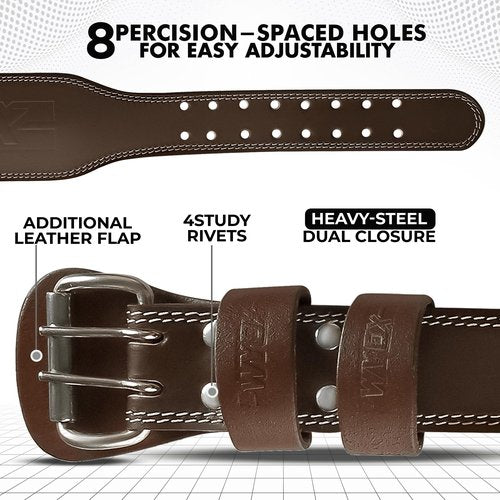 WYOX Weight Lifting Belt for Gym Fitness – Cowhide Leather, 4” Padded Lumbar Back Support lifting Belt, 8 Adjustable Holes, Ideal for Powerlifting, Bodybuilding, Deadlift, Squat & Strength Training