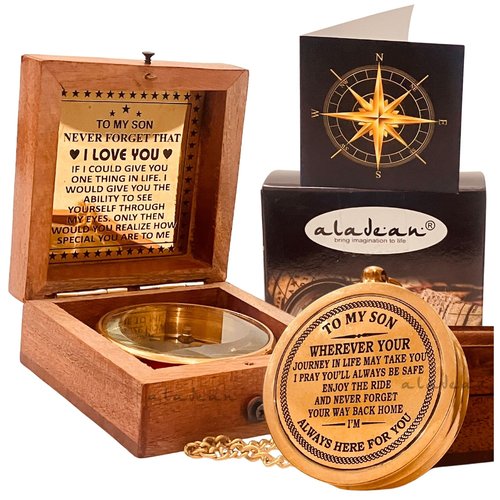 To My Son Compass Gift From Mom and Dad | 2" - For Teenage Son's Graduation, Christmas, Birthday, Baptism, Confirmation, Communion