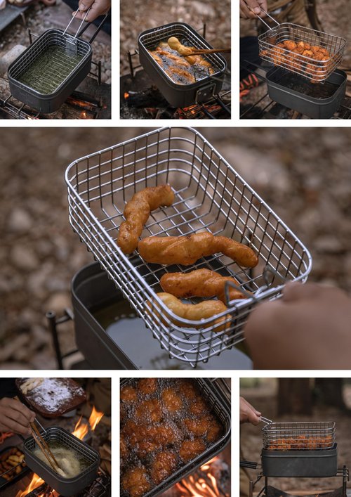 CAMPINGMOON Fryer Basket for Mess Tin Stainless Steel S-1218
