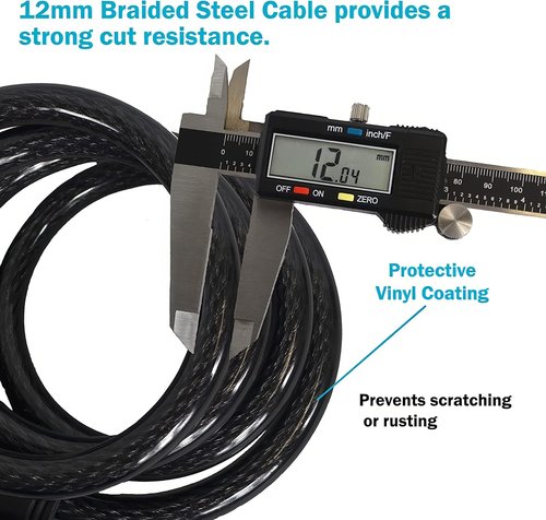 Lumintrail Combination Bike Lock Cable - 6 Feet Bike Locks 2 Pack Heavy Duty Anti Theft with Combinations - Bike Cable Lock Combination with Mounting Brackett (2 Pack, Black)