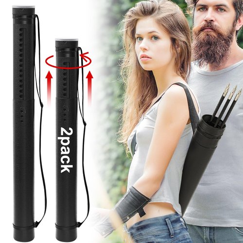 WinnerWhy 2 Pack Adjustable Arrow Case Archery for Hunting Crossbow Quiver Hold 12 Arrows of 24'' to 39'' with Strap Arrow Insert, Extendable Poster Tube, Fishing Tube, Multifunction Storage Case