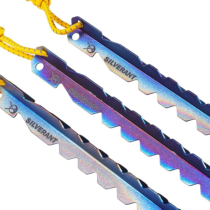 Titanium Tent Stakes, Heavy Duty Tent Spikes Ultralight Tent Pegs with Hook Canopy Stakes for Camping, Backpacking, Gardening-Medium Size-1Pcs