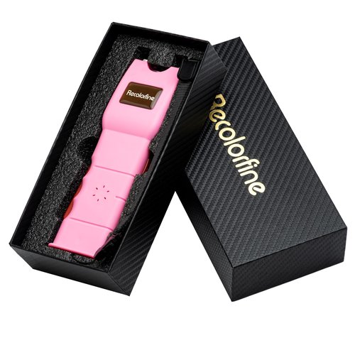 Stun Gun with LED Flashlight for Women Self Defense Rechargeable Stun Guns with Safety Switch (Pink)