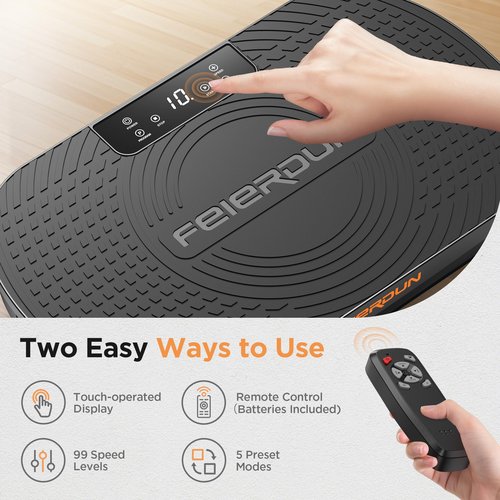 FEIERDUN Vibration Plate Exercise Machine, Vibration Plate for Lymphatic Drainage, Power Plate Vibration Platform for Weight Loss, Toning & Wellness-Black