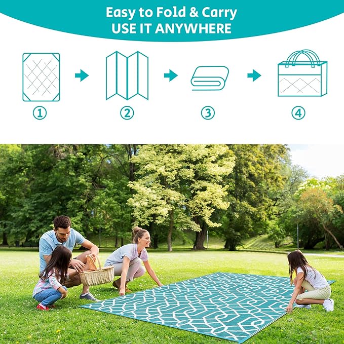 HEBE Outdoor Rug 5'x8' for Patios Waterproof Clearance Reversible Patio Mat Plastic Straw Rug RV Camping Mat Outside Area Rug Carpet for Camping RV,Porch,Deck,Balcony,Camper,Backyard