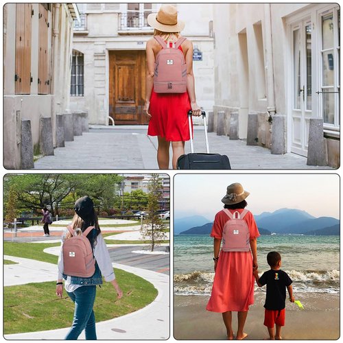 Perselief Gym Backpack for Women Foldable Sports Gym Bag with Shoe Compartment & Wet Pocket Travel Backpack Casual Daypack, Pink