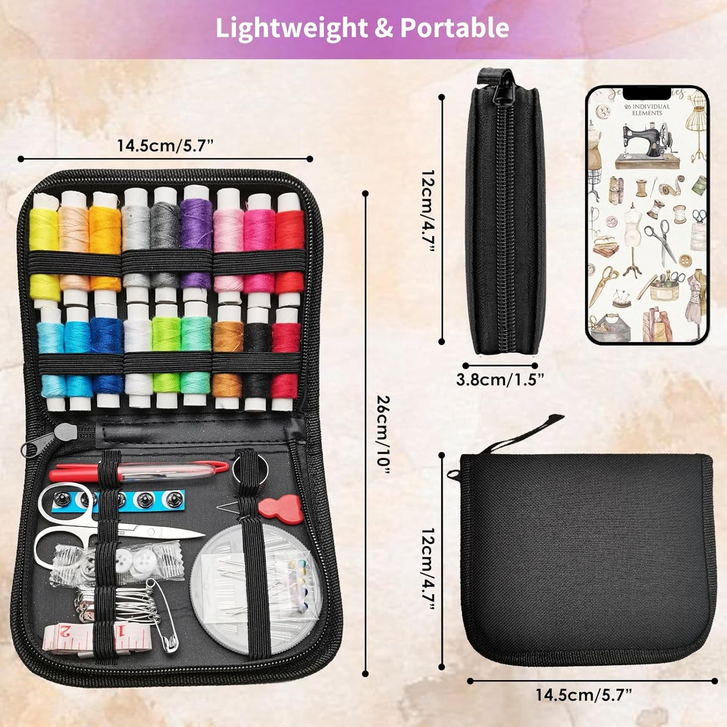 XWYQSLJY Sewing Kit, Sewing Kit for Adults,Marcoon Needle and Thread Kit with Sewing Supplies and Accessories Contains Scissors, Measure Tape,Seam Ripper,Suitable for Home, Travel, Beginner, Emergency