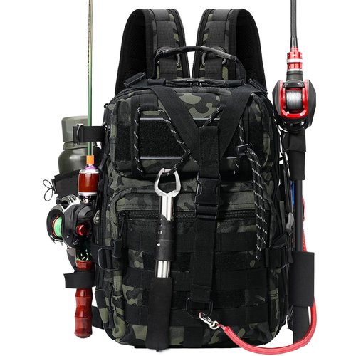 Vilante Fishing Tackle Backpack, Military Tactical Backpack Tactical Sling Backpack Bag Fishing Tackle Storage Bag Fish Gear Bag Molle Assault Pack Tactical Hiking Rucksack(Green)