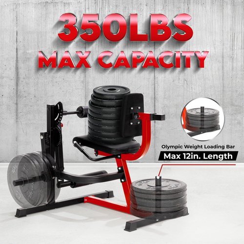 Yes4All Leg Extension and Curl Machine, Adjustable Leg Machine with Plate Loaded, Leg Extension and Curl Bench for Home Gym, Black & Red