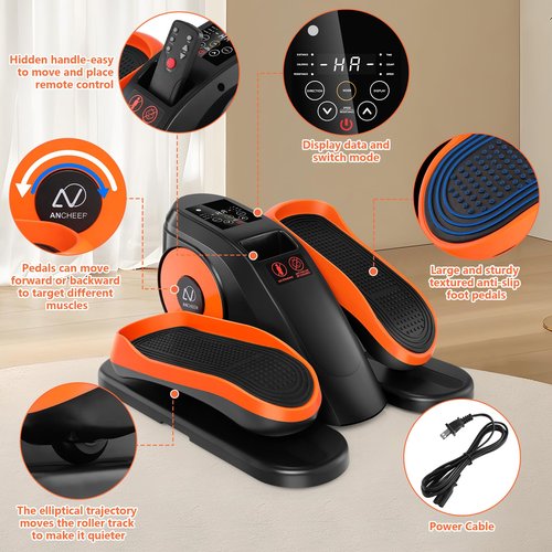 ANCHEER Under Desk Elliptical, Ellipse Leg Exerciser for Seniors Fully Assembled , Electric Seated Pedal Exerciser with Remote Control & 12 Adjustable Speed/Resistance