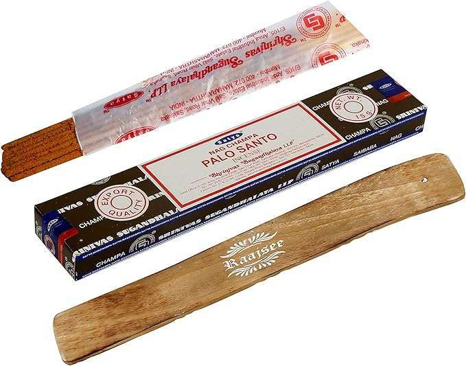 Satya Palo santo Incense Sticks, Satya sai baba Insenses 15gmx3 (45 gm) pack with Raajsee Incense holder Bundle, Satya Nag champa Natural Incense