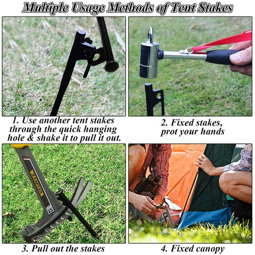 CYEAH 24 Pcs Tent Stakes, Heavy Duty 12 inch Steel Tent Pegs, Forged Steel Tent Stakes Heavy Duty, Metal Tent Pegs for Camping, Metal Stakes for Tent Used on Rocks, Snowfield and Grassland