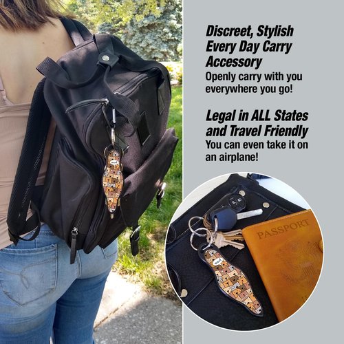 MUNIO Self Defense Keychain – Lightweight, Stylish & Portable Safety Tool for Women & Men – Non-Lethal Kubotan, Easy to Use, TSA Approved – Made in USA – Dogs Design
