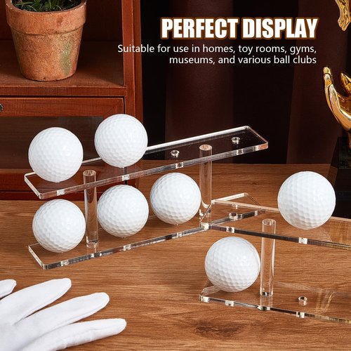 Silipull 1 Pc Golf Ball Display Rack 8 Balls Clear Acrylic Golf Case Holder Small Table Tennis Display Stand Shelf Double Layer