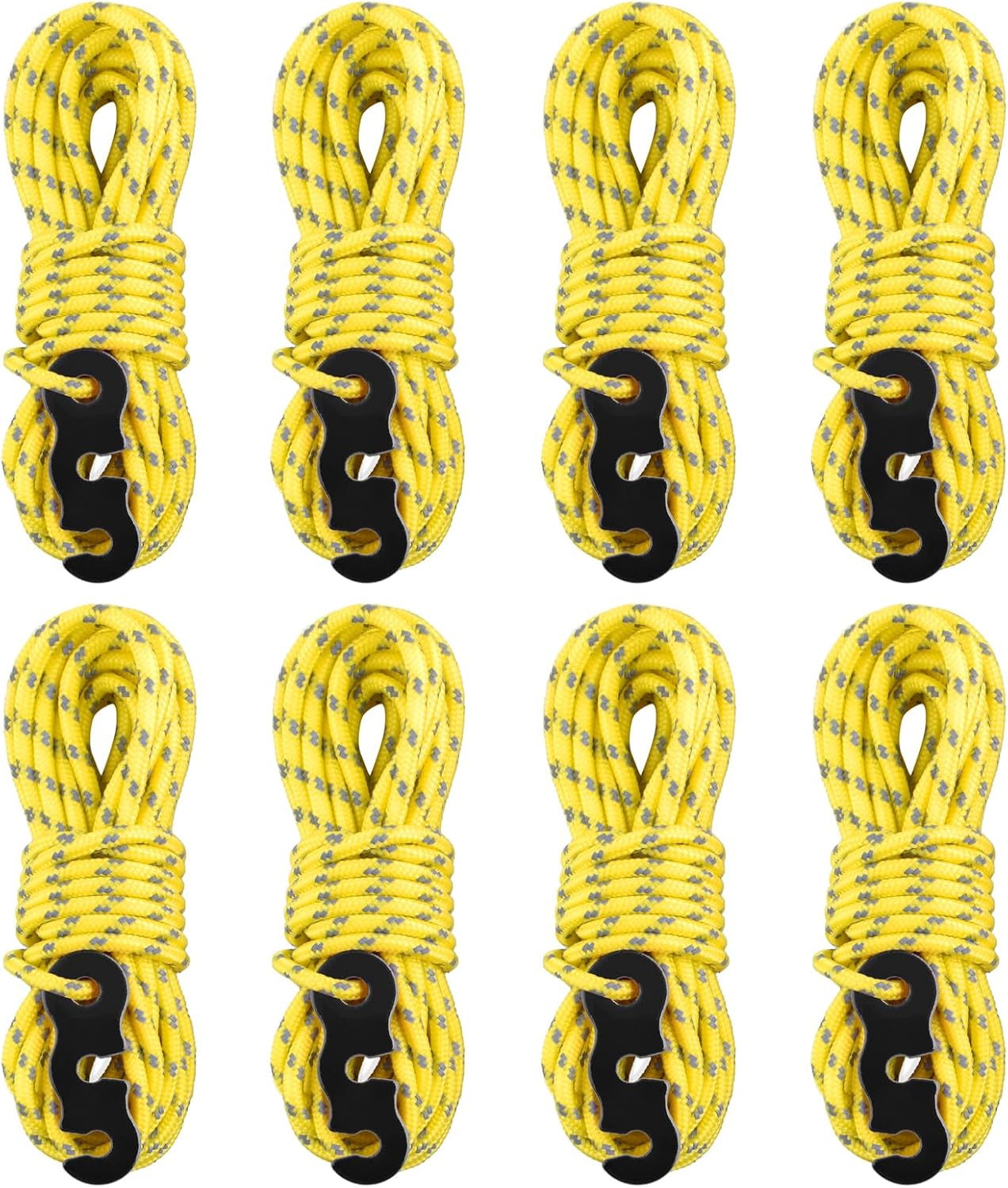 TRIWONDER Reflective Guyline, Tent Cord Nylon Paracord Rope with Guyline Adjuster for Camping Tent, Outdoor Packaging (Black - 4 Pack)