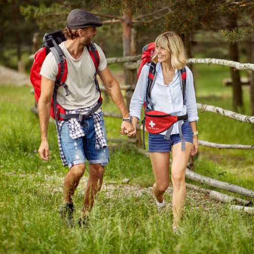 Faylapa Empty First Aid Bag Fanny Pack, Travel Pouch Bag 11.02x5.51x3.54 inch Waist Bag for Travel, Home, Office, Vehicle, Camping, Outdoor (Bag Only)