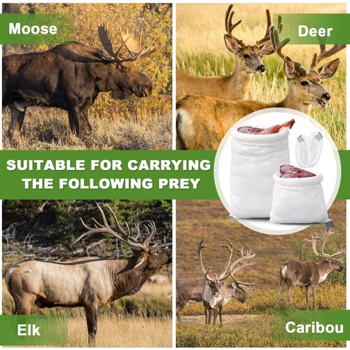 Reallnaive 6 Pack Game Bags Hunting for Meat 4 Pcs 48 x 12 Inch and 2 Pcs 28 x12 Inch Elk Game Bags Meat Freezer with Reflective Strip Reusable Drawstring Hunting Gear for Elk Caribou Moose Deer