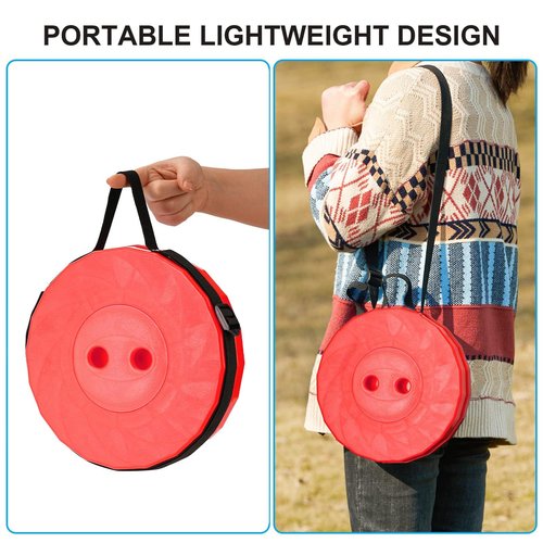 Doseno Upgraded Foldable Stool Thickened Set of 2, Portable Collapsible Stool Retractable Stool, Foldable Portable Collapsible Chair for Fishing, Hiking Tours, BBQ, Parties, Outdoor Activities (Red)