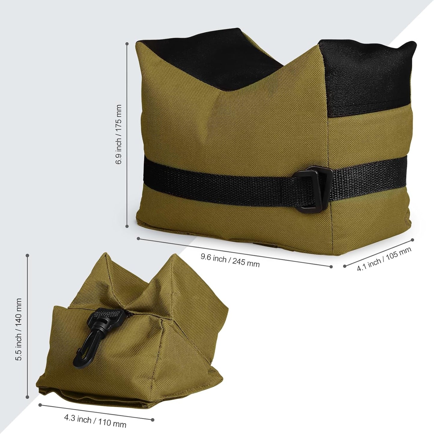 Twod Outdoor Shooting Rest Bags - Target Sports Bench Rest with Front & Rear Support SandBag Stand Holders for Gun Rifle Shooting Hunting Photography - Unfilled