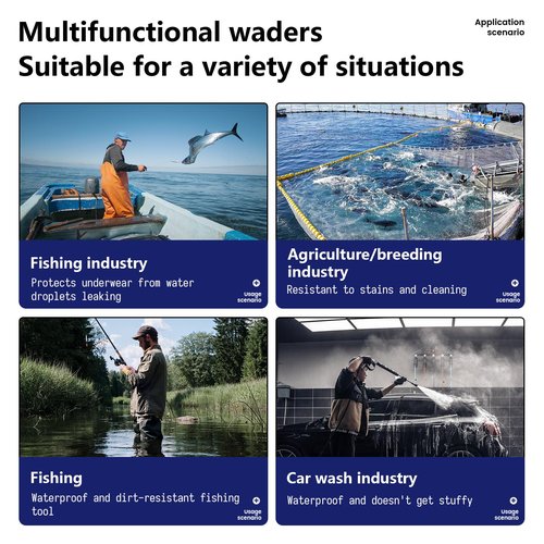 Waders with Boots for Men PVC Waterproof Fishing Hunting in Surfing Snow Removal Disaster Prevention Car Washing (black, M9/W11)