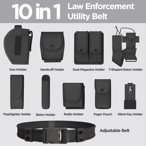 NATIKON Law Enforcement Utility Belt- Ultimate Security Gear for Security Professionals | Police Belts with 10 Essential Holsters