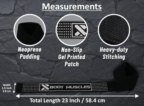 Lifting Straps - Wrist Straps for Weightlifting - Gym Straps with Padded Neoprene for Power Lifting, Bodybuilding, Strength Training & Fitness Workout - Deadlift Straps for Men (Black)