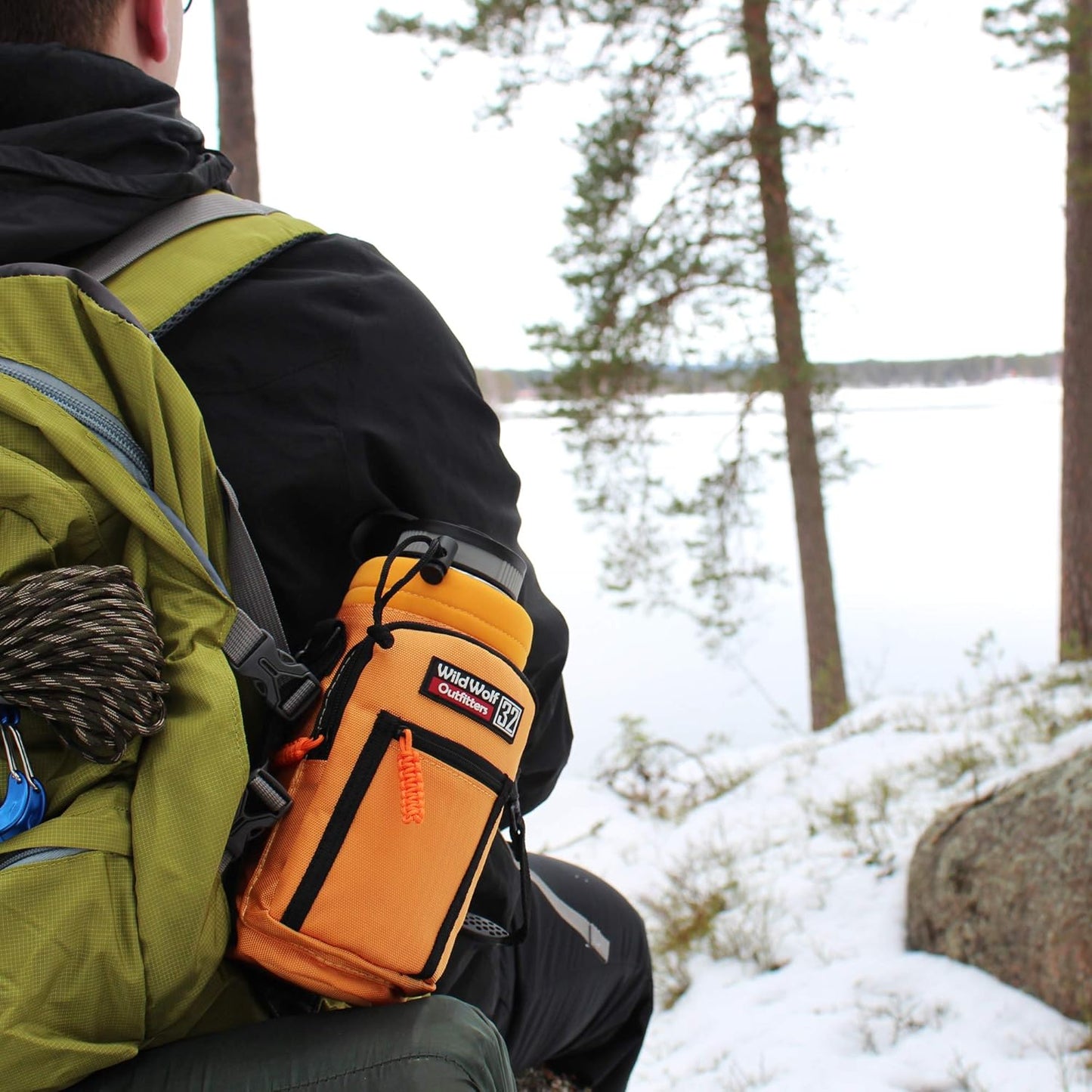 Wild Wolf Outfitters - #1 Best Water Bottle Holder for 32 oz Bottles - Carry, Protect and Insulate Your Flask with This Military Grade Carrier w/ 2 Pockets and an Adjustable Padded Shoulder Strap.