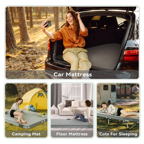Sinweek 4 Inch Thick Memory Foam Camping Mattress CertiPUR-US Waterproof Portable Roll Up Mattress for Adults Single Mattress Car Van Sleeping Mat Pad with Carrying Bag