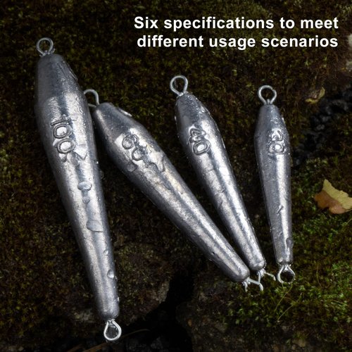 THKFISH Fishing Weights, Inline Trolling Sinkers, Double Ringed One Piece Wire Lead, Torpedo Sinkers, Saltwater Freshwater 1oz-3.5oz, Silver