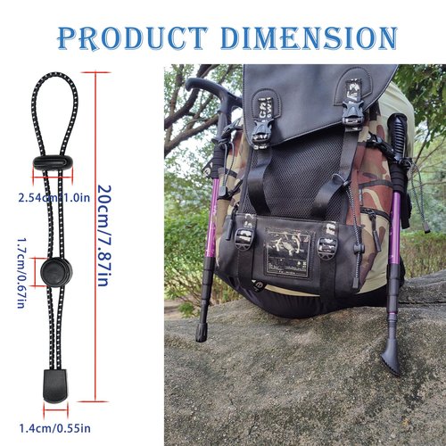 Backpack Hiking Stick Holder Straps, Elastic Lanyard Cord Rope for Walking Pole Fixing Buckle Adjustable Trekking Poles for Camping Hiking Mountaineering Tactical Bag Accessories 10Pcs