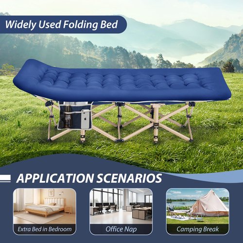 Candockway Folding Camping Cot with Comfy Mattress(Blue),600LBS(Max Load),Portable Cot Bed for Adults Include Carry Bags,28" Wider Sleeping Cots for Home,Office Nap,Outdoor Travel Camp Beach