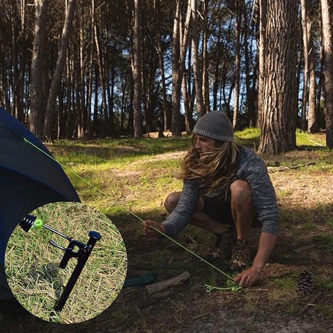 4 Pack Tent Stakes Heavy Duty Metal Tent Pegs for Camping Steel Tent Stakes 12 inch Unbreakable and Inflexible