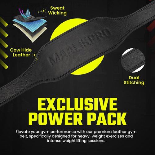 Weight Lifting Leather Belt with Adjustable Buckle, Gym, Workout & Weight Training - Weightlifting Belts for Men and Women (Black, Large (34” to 41”) Inches)