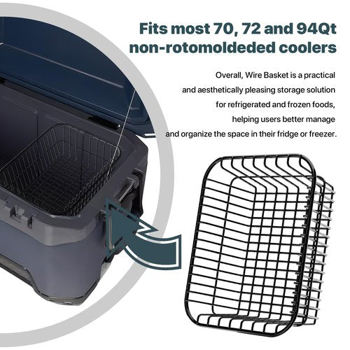 Dry Goods Wire Basket Replacement for Coolers, Compatible with Igloo 70/72/94 Qt Models, Cooler Storage Organizer