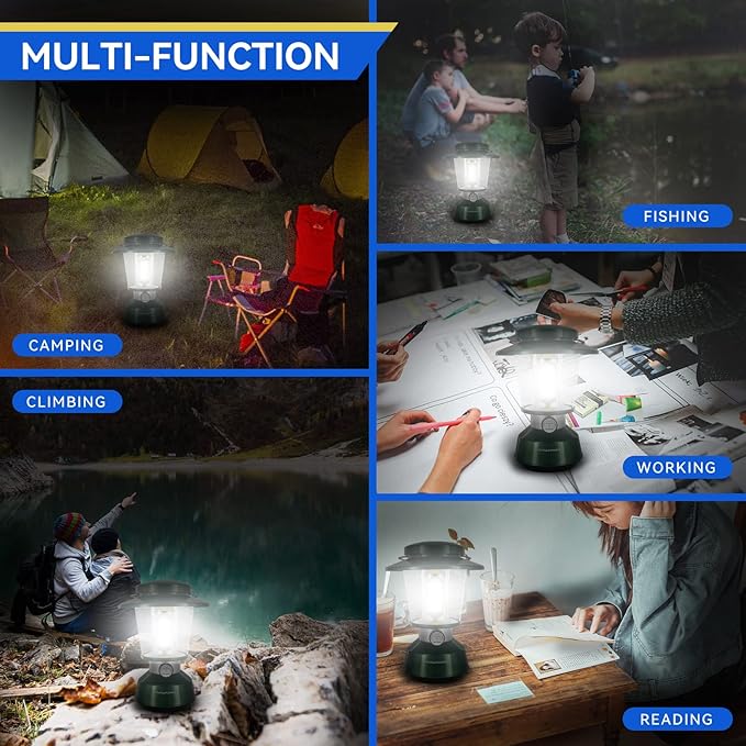 Durapower Rechargeable Camping Lantern,7500 Lumen Super Bright LED Camping Lantern, 7200 Mah Power Bank, IP44 Waterproof, 30 Hours, Portable Lantern for Hurricane, Power Outages