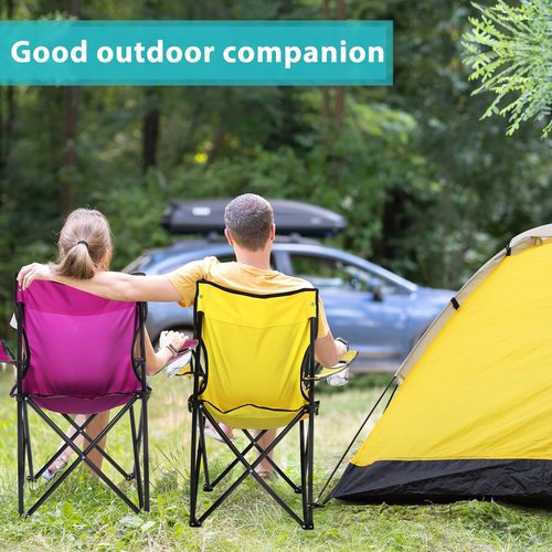 Anglechic 4 Pcs Folding Camping Chairs with Cupholder and Carry Bag Regular Size Portable Lightweight Lawn Chair with Mesh Side Pocket for Fishing Hiking Picnic Party Beach Outdoor Activity (Stylish)