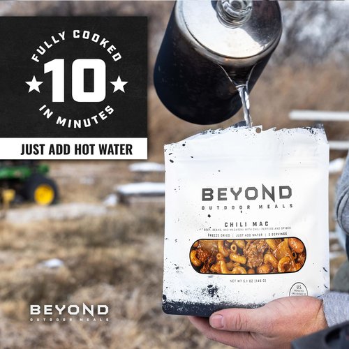 Beyond Outdoor Meals Chili Mac | Freeze Dried Camping & Backpacking Food | High Protein Meals | Just Add Water