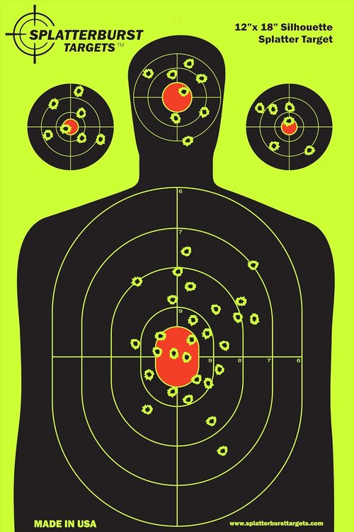Fluorescent Yellow Splatter Targets - 12x18 Inch Shooting Silhouette - Made in USA