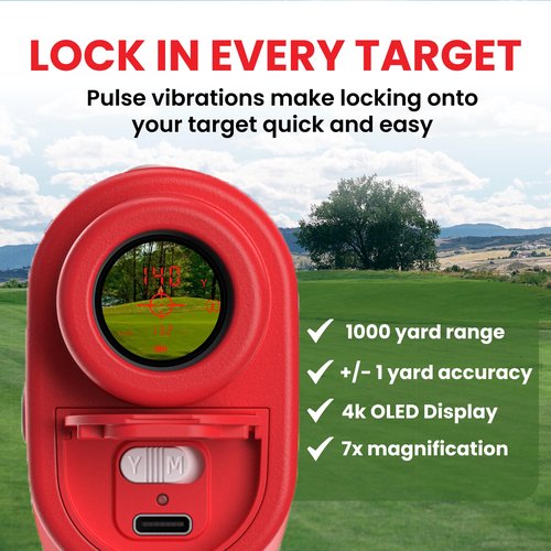 Pinned Prism Slope Golf Rangefinder - Golf Distance Rangefinder with Slope - USB Rechargeable, Pinned Locked Vibration Laser Range Finder - Range Finder Accessories & Gift for Men and Women