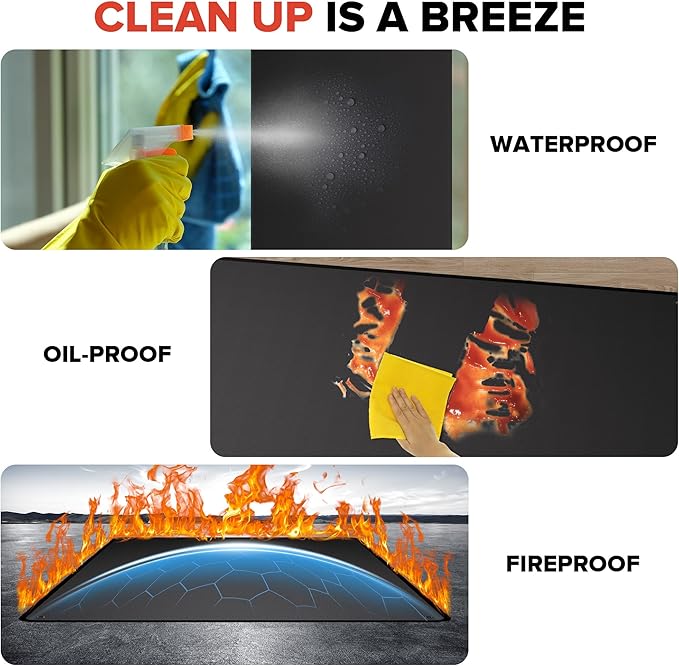 70" x 48" Under Grill Mats for Outdoor Grill, Double-Sided Fireproof Grill Protector Pad, Waterproof, Oil-Proof, Indoor Fireplace/Fire Pit Mat, Easy-Clean BBQ/Grill Floor Mat for Deck, Patio and Lawn