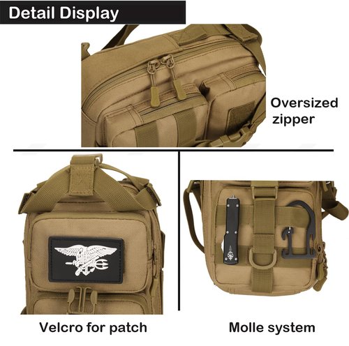CREATOR 3 In 1 Small Military Tactical Backpack Army Assault Rucksack Crossbody Shoulder Bag for Men (Black Camo)