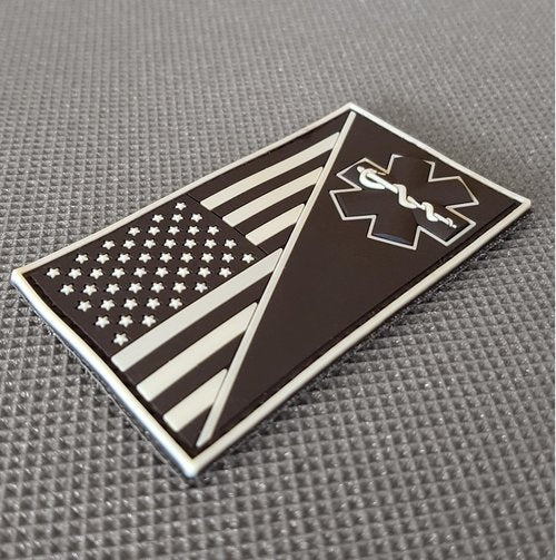 American Flag Medic PVC EMS Patch - Compatible with Velcro, Glow Dark