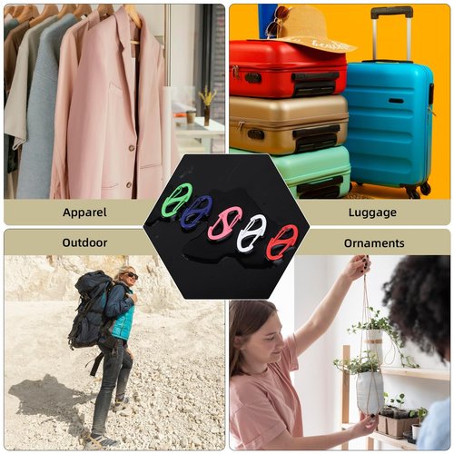 JJUNW 20 Pcs Alloy S Carabiner Clips, Dual Opening Design, Keychain Spring Snap Hooks Mini Carabiner Clip, for Dual Wire Gate Clip Interlocking Keychain Clip Tiny Clip Attachment (Color)