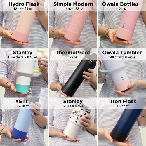 ThermoProof Anti-Slip Protective Silicone Boot for 2.8” to 3” Water Bottles & Tumblers – Flexible, Stretchable, Non-Toxic, Dishwasher-Safe, and Fits Other Brands’ Bottles (White, 3")