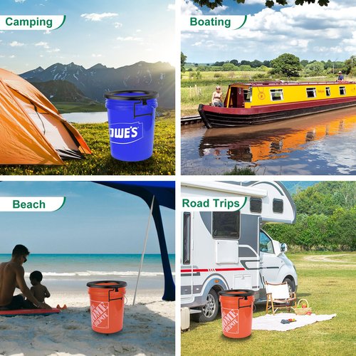 Bucket Toilet Seat, Portable Toilet Seat for 5 Gal Buckets, Camping Seat for Pail, Snap-on Bucket Seat for Outdoor, Camping, Hiking, Emergency, Car, Boat, RV Travel (Bucket Not Included)